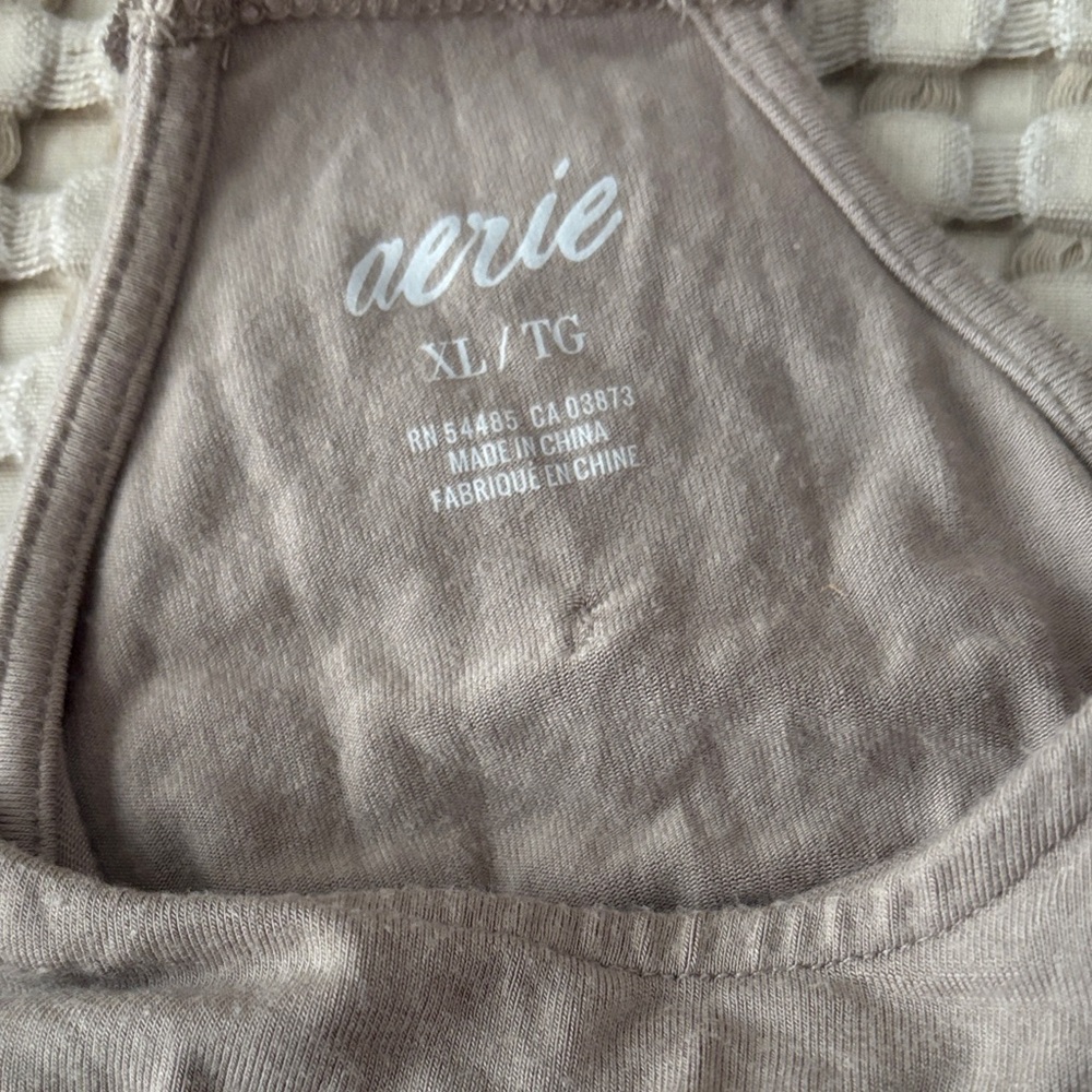 Aerie Tan romper or coverup drawstring waist and pockets - Picture 2 of 5